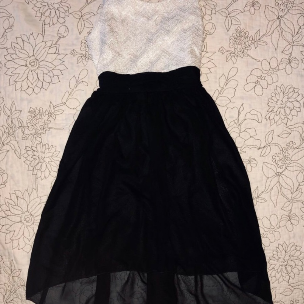 White & Black High-Low Dress